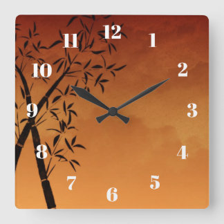 Gorgeous Bamboo and mountain view Zen Square Wall Clock