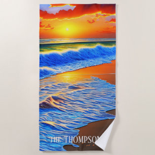Gorgeous beach sunset beach towel