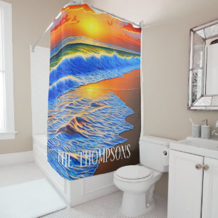 Gorgeous beach sunset shower curtain