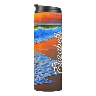 Gorgeous beach sunset thermal tumbler