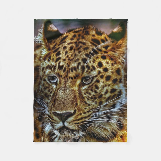 Gorgeous Big Cat Leopard Fleece Blanket (Front)