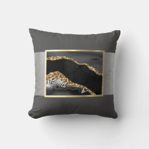 Gorgeous Black and Gold Marble Design Cushion