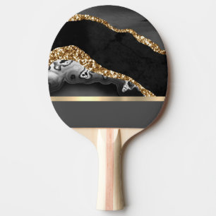 Gorgeous Black and Gold Marble Design Ping Pong Paddle