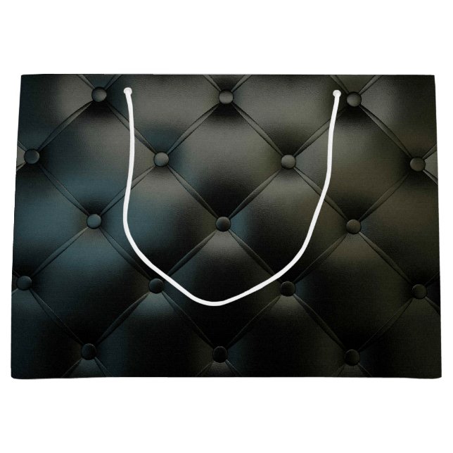Gorgeous Black Leather Texture Large Gift Bag (Front)