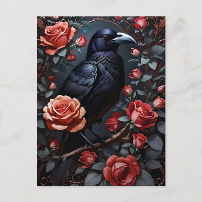 Gorgeous Black Raven Rose Garden Postcard (Front)