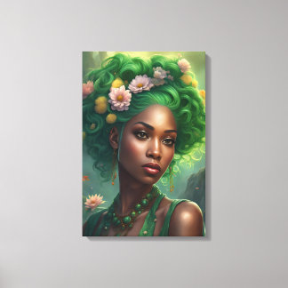 Gorgeous black Woman in a Flower Garden Canvas Print