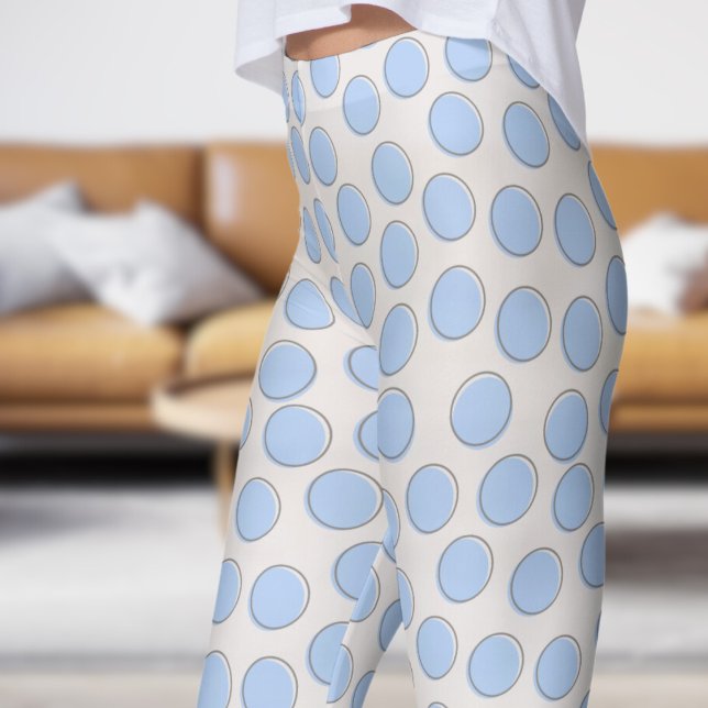 Gorgeous Blue and Snow White Polka Dot Pattern Leggings (Gorgeous Blue and Snow White Polka Dot Pattern Leggings)