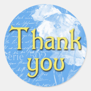 Gorgeous Blue and Yellow Thank You Stickers