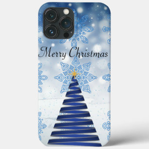 Gorgeous Blue Christmas Tree, Snowflake iPhone 13 Pro Max Case