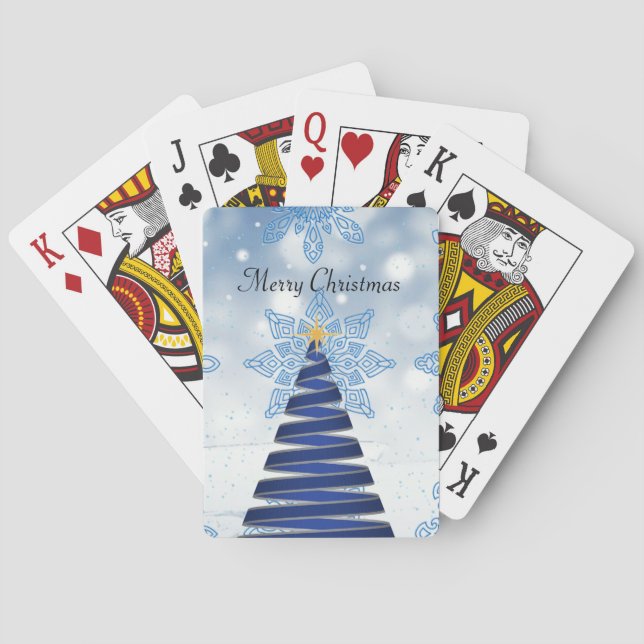 Gorgeous Blue Christmas Tree, Snowflake  Playing Cards (Back)
