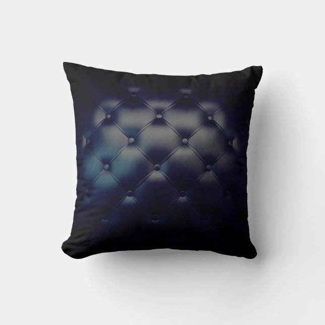 Gorgeous Blue Dark Navy Leather Texture Cushion (Front)