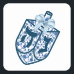 Gorgeous Blue Driedel Chinoiserie  Stickers<br><div class="desc">Beautiful Blue Dreidel Chinoiserie Hanukkah Menorah sticker with name personalisation! Measuring 1.5"x1.5" /20 per sheet! Great for party favours,  seals for envelopes & more!</div>