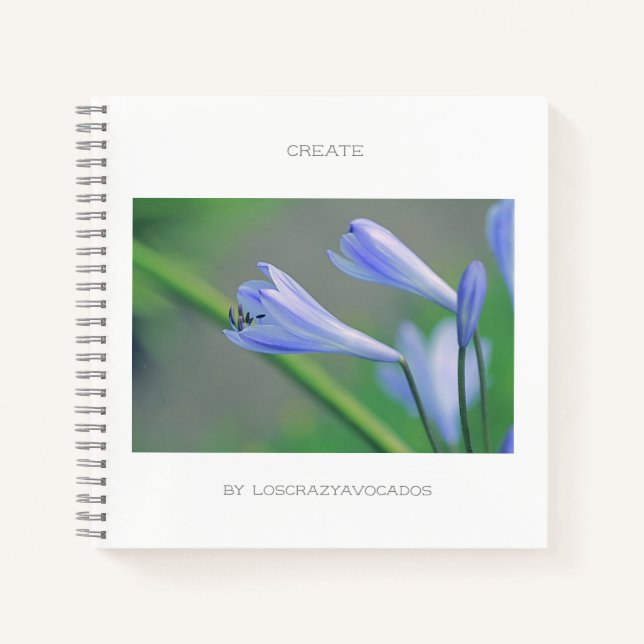 Gorgeous Blue Flowers Create Notebook (Front)