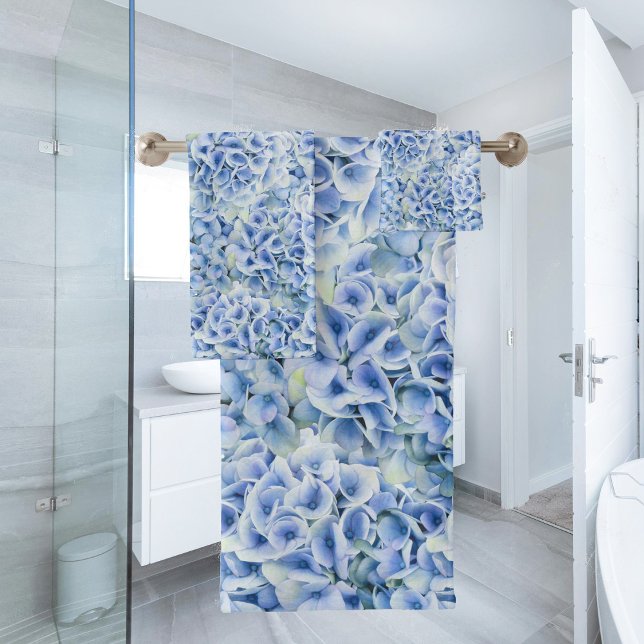 Gorgeous blue hydrangeas - floral pattern  bath towel set (Creator Uploaded)