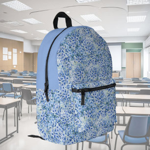 Gorgeous blue hydrangeas - floral pattern printed backpack