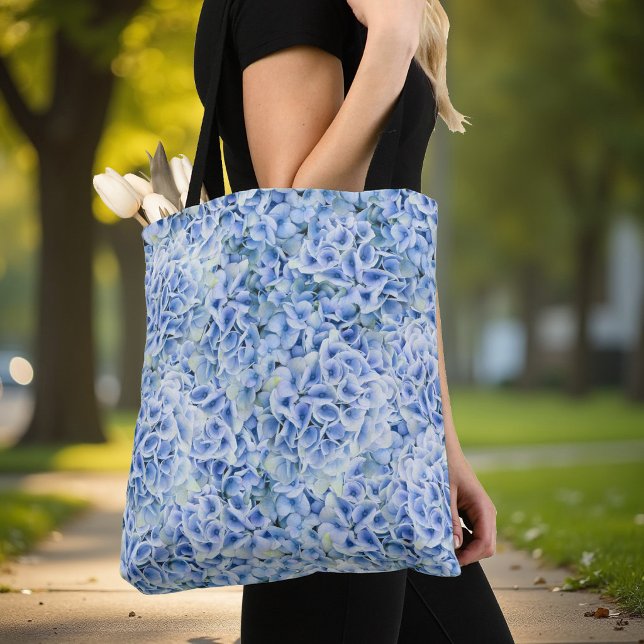 Gorgeous blue hydrangeas - floral pattern  tote bag (Creator Uploaded)