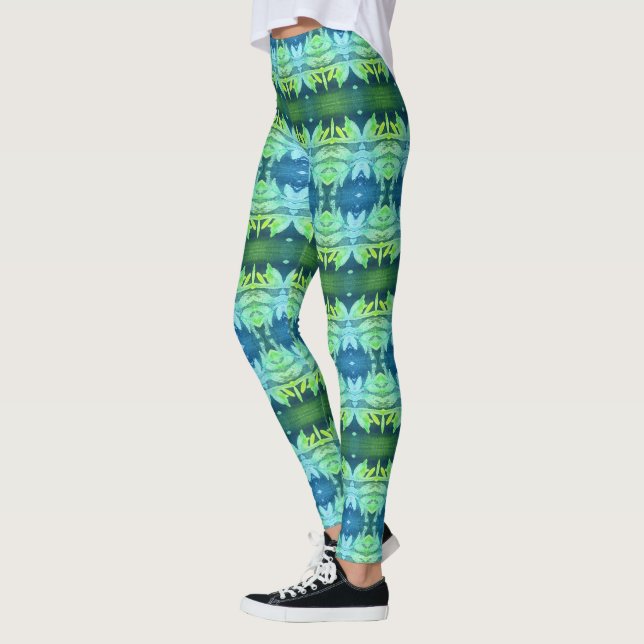 Gorgeous Blue Printed Leggings Great For Fall (Left)