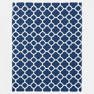 Gorgeous Blue Quatrefoil Moroccan Pattern Fleece Blanket