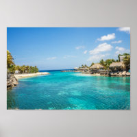Gorgeous Blue Tropical Beach with Thatched Huts