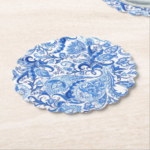 Gorgeous Blue White Floral Paisley Art Pattern