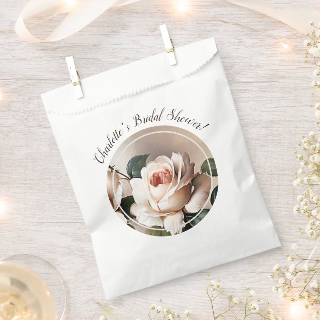 Gorgeous Blush Beige Oil Rose Bridal Shower Favour Bags (Clipped)