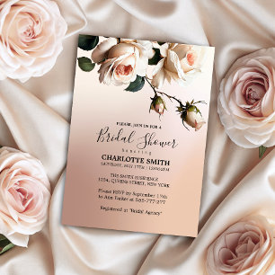 Gorgeous Blush Beige Oil Rose Bridal Shower Invita Invitation