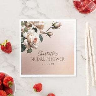 Gorgeous Blush Beige Oil Rose Bridal Shower Napkin