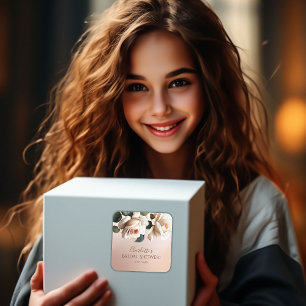 Gorgeous Blush Beige Oil Rose Bridal Shower Square Sticker