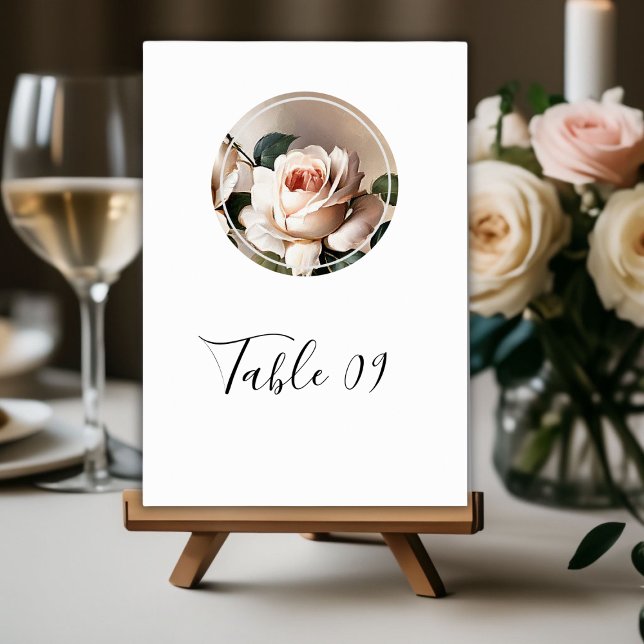 Gorgeous Blush Beige Oil Rose Bridal Shower Table Number (Bridal Shower Table Number)