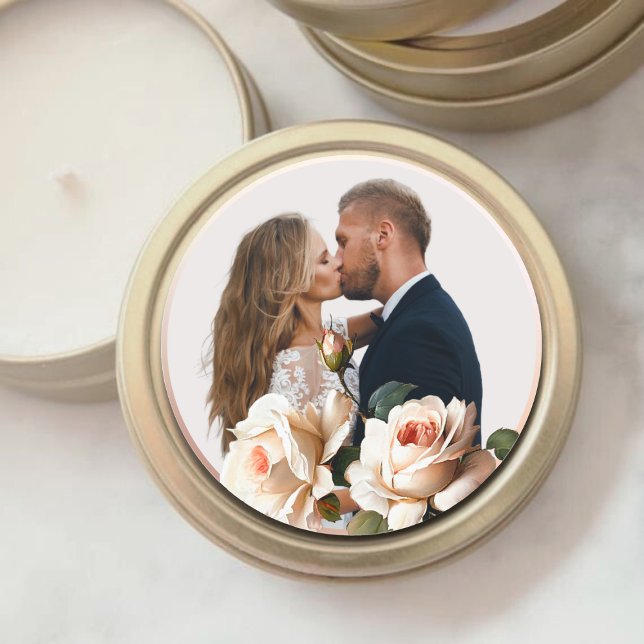 Gorgeous Blush Beige Oil Rose Wedding Classic Round Sticker (Creator Uploaded)