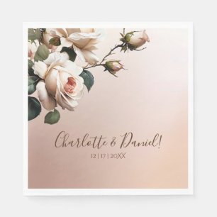 Gorgeous Blush Beige Oil Rose Wedding Napkin