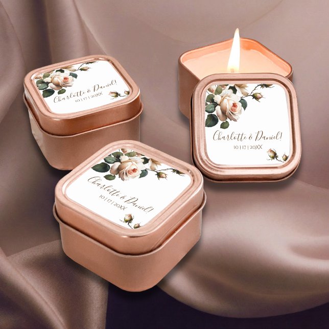 Gorgeous Blush Beige Oil Rose Wedding Square Sticker (Creator Uploaded)