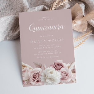 Gorgeous Blush & Dusty Rose Quinceanera Invitation