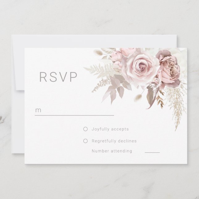 Gorgeous Blush Floral Wedding Digtial RSVP  Invitation (Front)