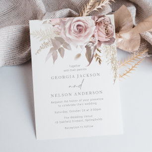 Gorgeous Blush Floral Wedding Invitation