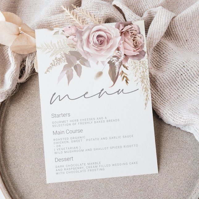 Gorgeous Blush Floral Wedding Menu (Creator Uploaded)
