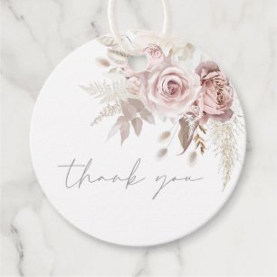 Gorgeous Blush Floral Wedding Thank You Favour Tags