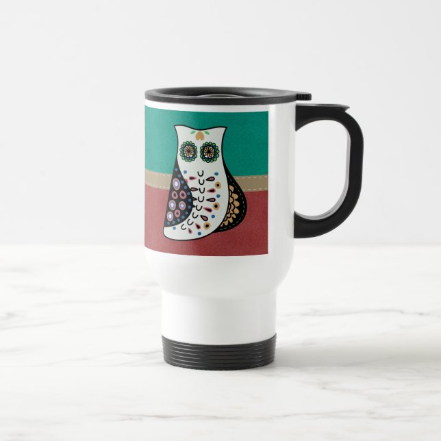 Gorgeous Bohemian Hippy Owl Travel Mug (Right)