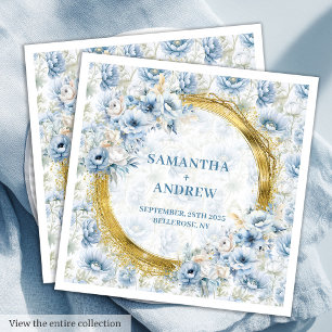 Gorgeous Boho Dusty Blue Gold Sparkles Wedding Nap Napkin