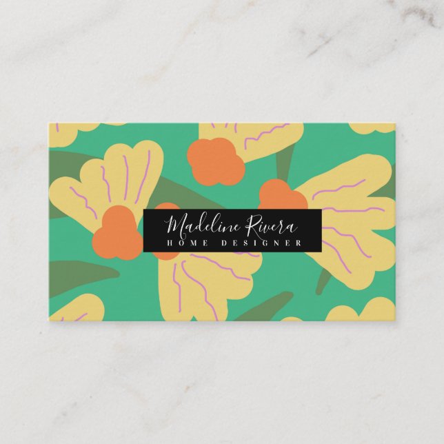 Gorgeous Bold Floral Designer Business Card (Front)