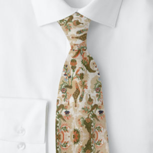Gorgeous Botanical Floral Beige Green     Tie