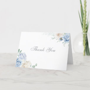 Gorgeous Botanical White & Blue Floral Wedding  Thank You Card