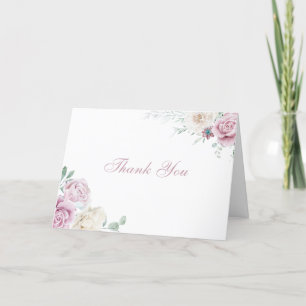 Gorgeous Botanical White & Blush Floral Wedding Thank You Card