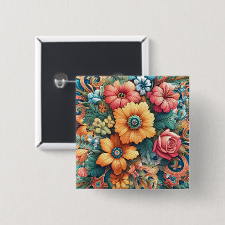 Gorgeous Bouquet of Flowers 15 Cm Square Badge