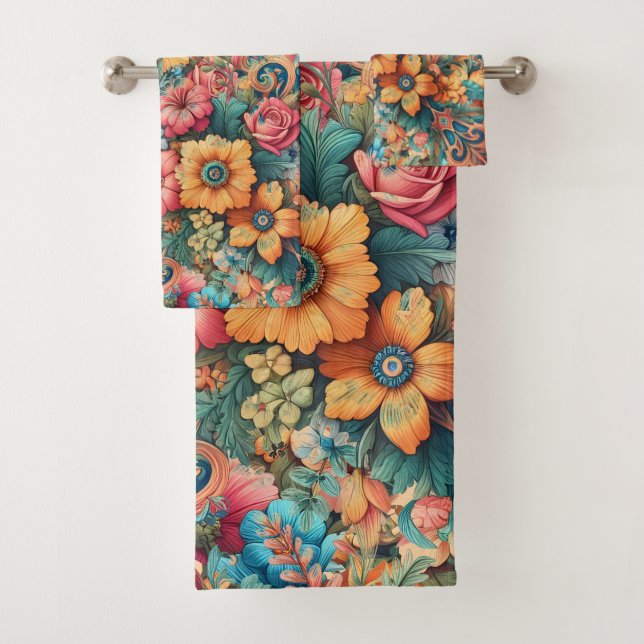 Gorgeous Bouquet of Flowers Bath Towel Set (Insitu)