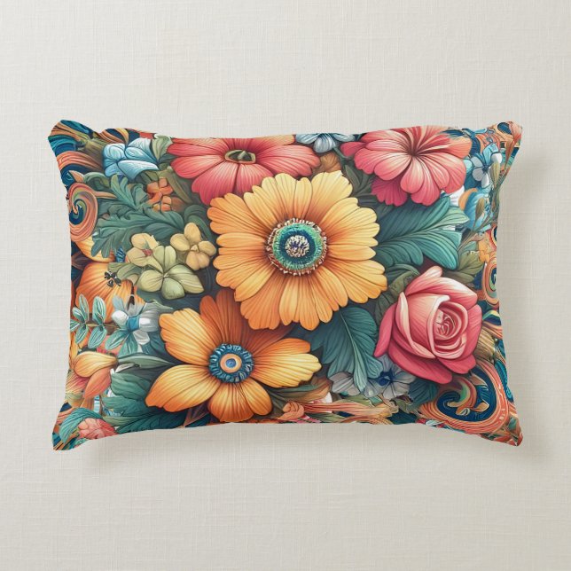Gorgeous Bouquet of Flowers Decorative Cushion (Front)