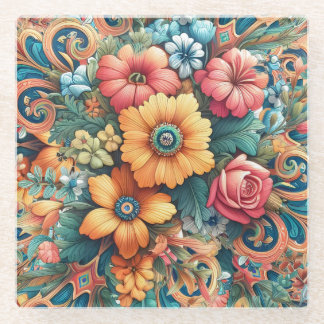 Gorgeous Bouquet of Flowers Glass Coaster