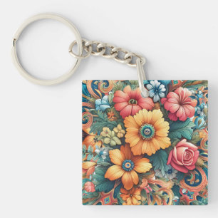 Gorgeous Bouquet of Flowers Key Ring