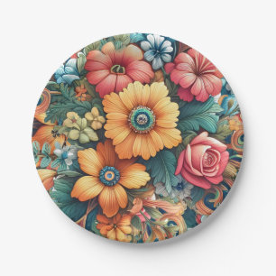 Gorgeous Bouquet of Flowers Paper Plate