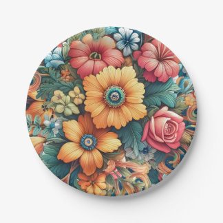 Gorgeous Bouquet of Flowers Paper Plate
